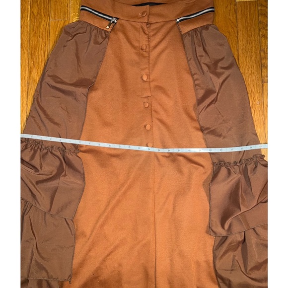 RUST BROWN PUMPKIN RUFFLED SKIRT - Picture 7 of 9